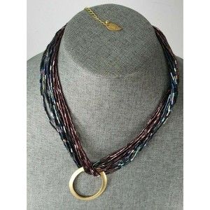 COLDWATER CREEK Iridescent Purple & Blue Glass Torsade 22 Inch Necklace